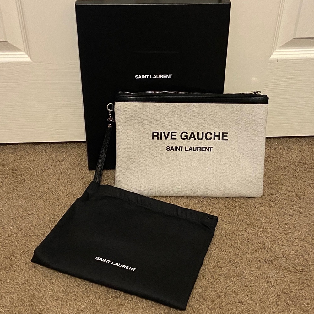 Auth SAINT LAURENT Rive Gauche Wristlet / Pouch